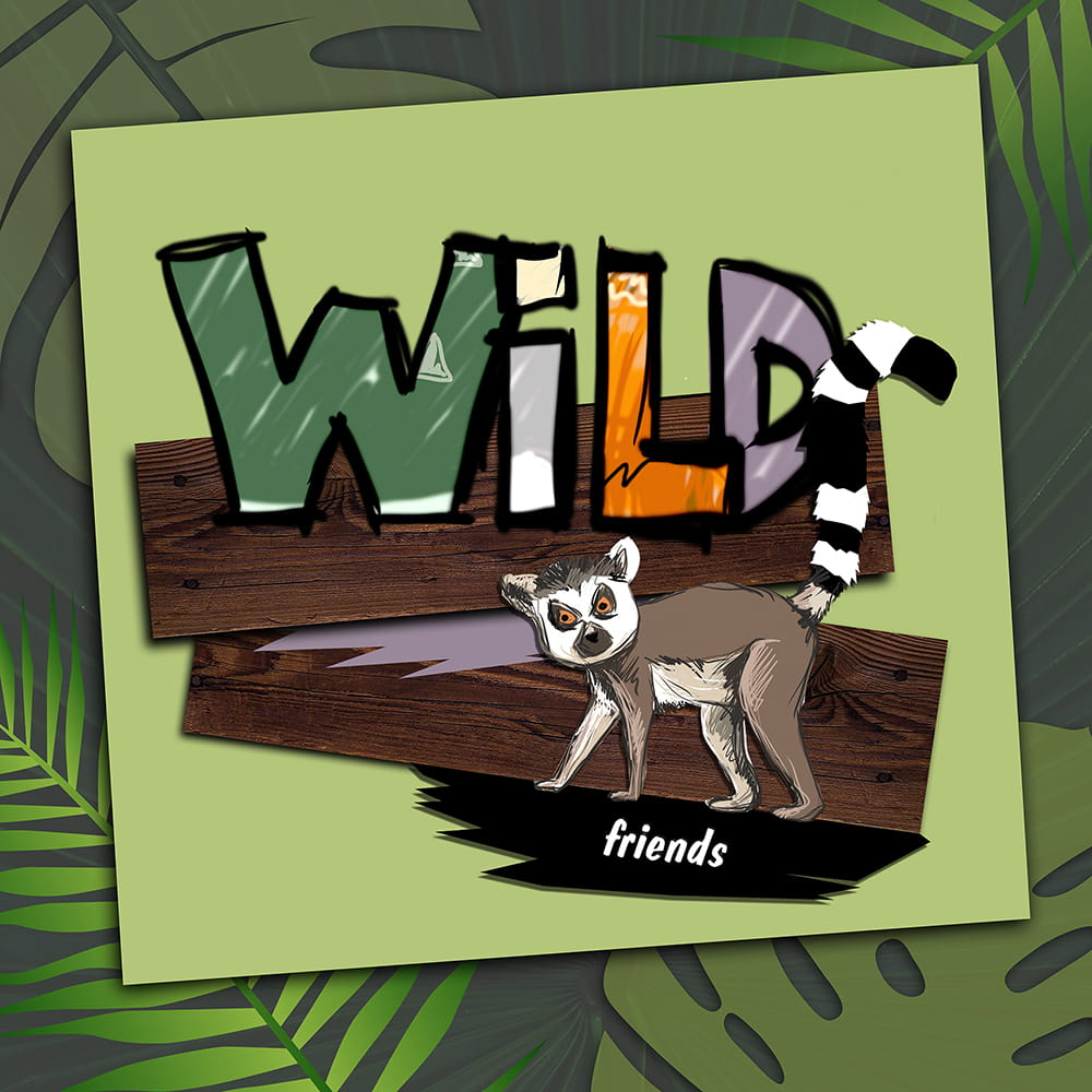 Zegar ścienny SŁOŃ 3D Wild friends