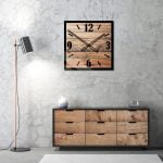 Kwadratowy szklany loftowy zegar ścienny Modern Wood X2 40 cm