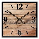 Kwadratowy szklany loftowy zegar ścienny Modern Wood X2 50 cm