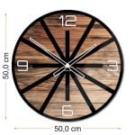 Okrągły szklany zegar ścienny Modern Wood X5 50 cm