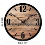 Okrągły szklany zegar ścienny Modern Wood X6 50 cm