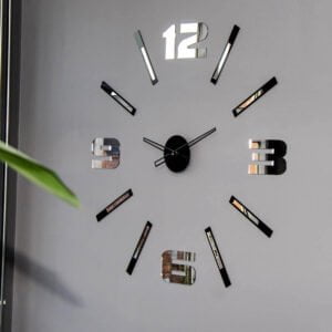 Duży nowoczesny zegar ścienny Mirror Mase Lustrzany