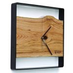 Kwadratowy zegar loftowy Time&Horizontal (poziomy) 40 cm czarno-drewniany