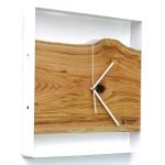 Kwadratowy zegar loftowy Time&Horizontal (poziomy) 50 cm biało-drewniany