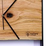 Kwadratowy zegar loftowy Time&Horizontal (poziomy) 50 cm czarno-drewniany