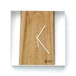 Kwadratowy zegar loftowy Time&Vertical (pionowy) 40 cm biało-drewniany