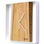 Kwadratowy zegar loftowy Time&Vertical (pionowy) 40 cm biało-drewniany