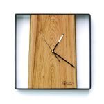 Kwadratowy zegar loftowy Time&Vertical (pionowy) 40 cm czarno-drewniany