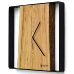 Kwadratowy zegar loftowy Time&Vertical (pionowy) 40 cm czarno-drewniany