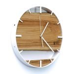 Okrągły zegar loftowy Time&Double 40 cm biało-drewniany
