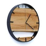 Okrągły zegar loftowy Time&Double 40 cm czarno-drewniany