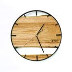 Okrągły zegar loftowy Time&Double 50 cm czarno-drewniany