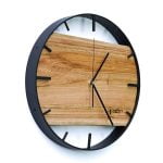 Okrągły zegar loftowy Time&Horizontal (poziomy) 40 cm czarno-drewniany