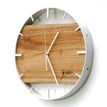 Okrągły zegar loftowy Time&Horizontal (poziomy) 50 cm biało-drewniany