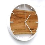 Okrągły zegar loftowy Time&Horizontal (poziomy) 50 cm biało-drewniany
