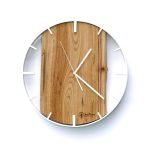 Okrągły zegar loftowy Time&Vertical (pionowy) 40 cm biało-drewniany