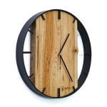 Okrągły zegar loftowy Time&Vertical (pionowy) 40 cm czarno-drewniany