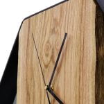 Sześciokątny zegar loftowy Time&Vertical (pionowy) 40 cm czarno-drewniany