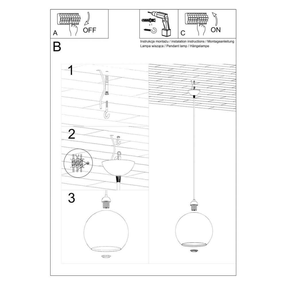 Lampa wisząca BALL błękitna