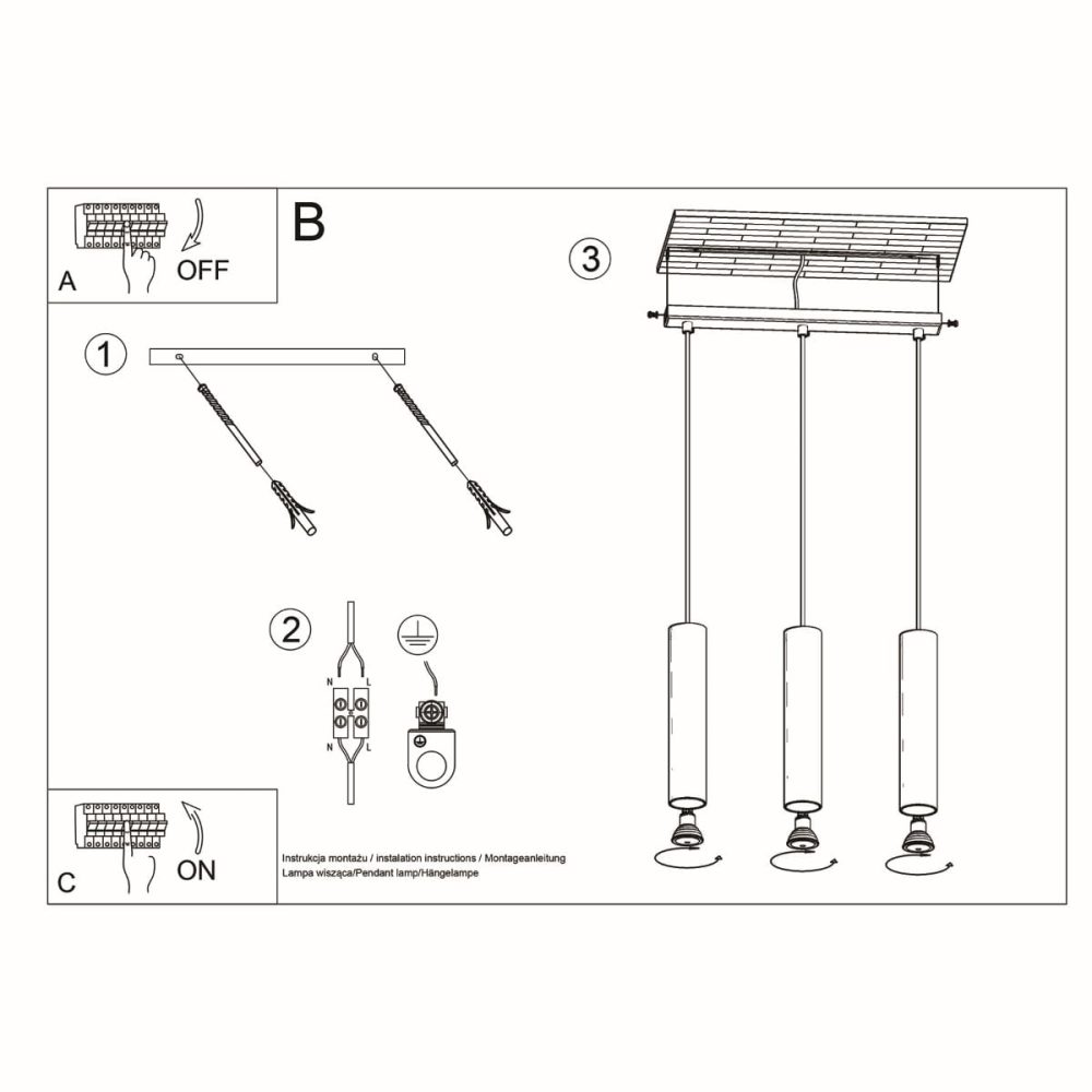 Lampa wisząca LAGOS 3L biały