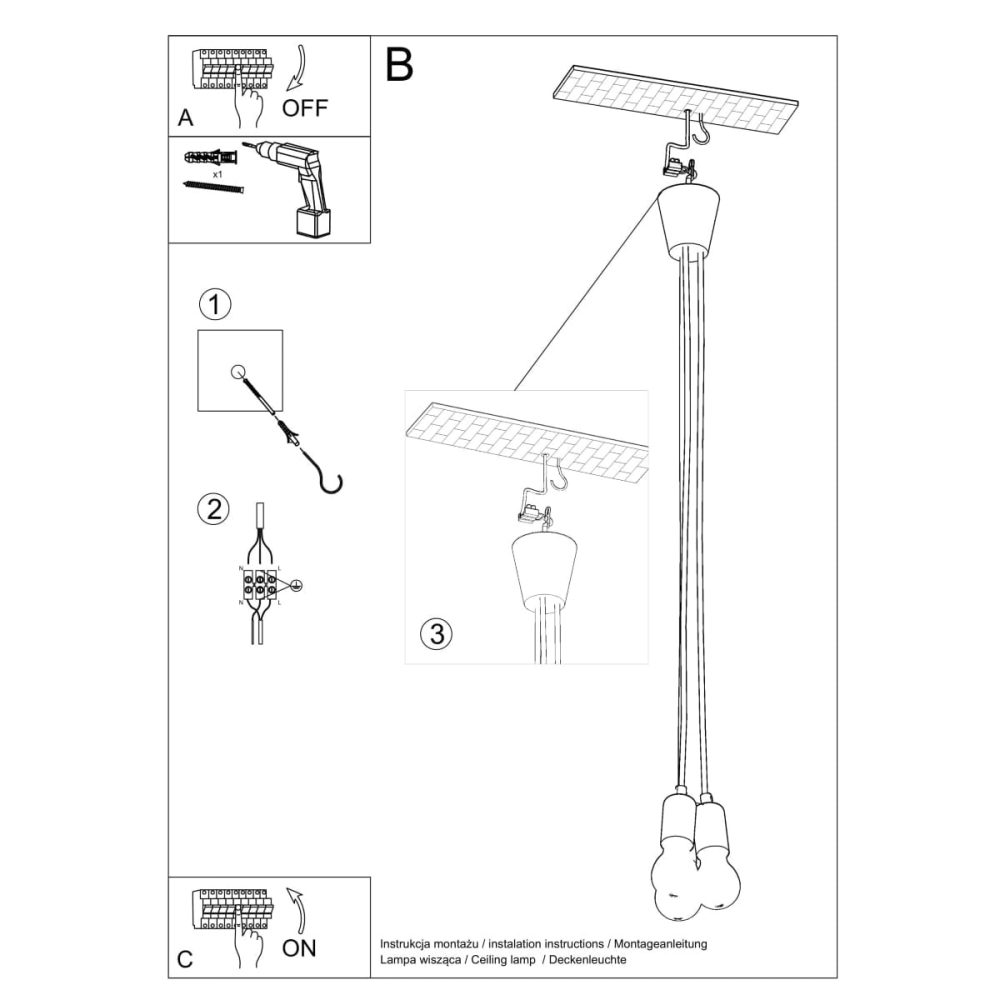 Lampa wisząca DIEGO 3 żółta