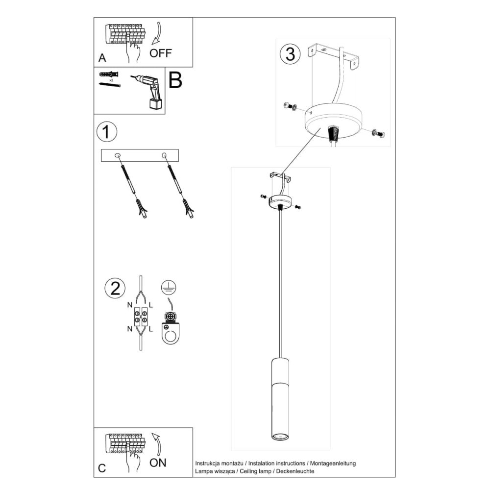 Lampa wisząca BORGIO 1 biały