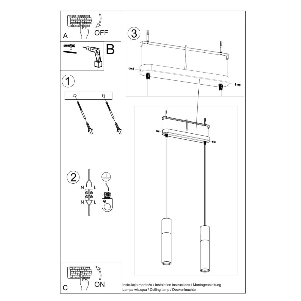 Lampa wisząca BORGIO 2 biały