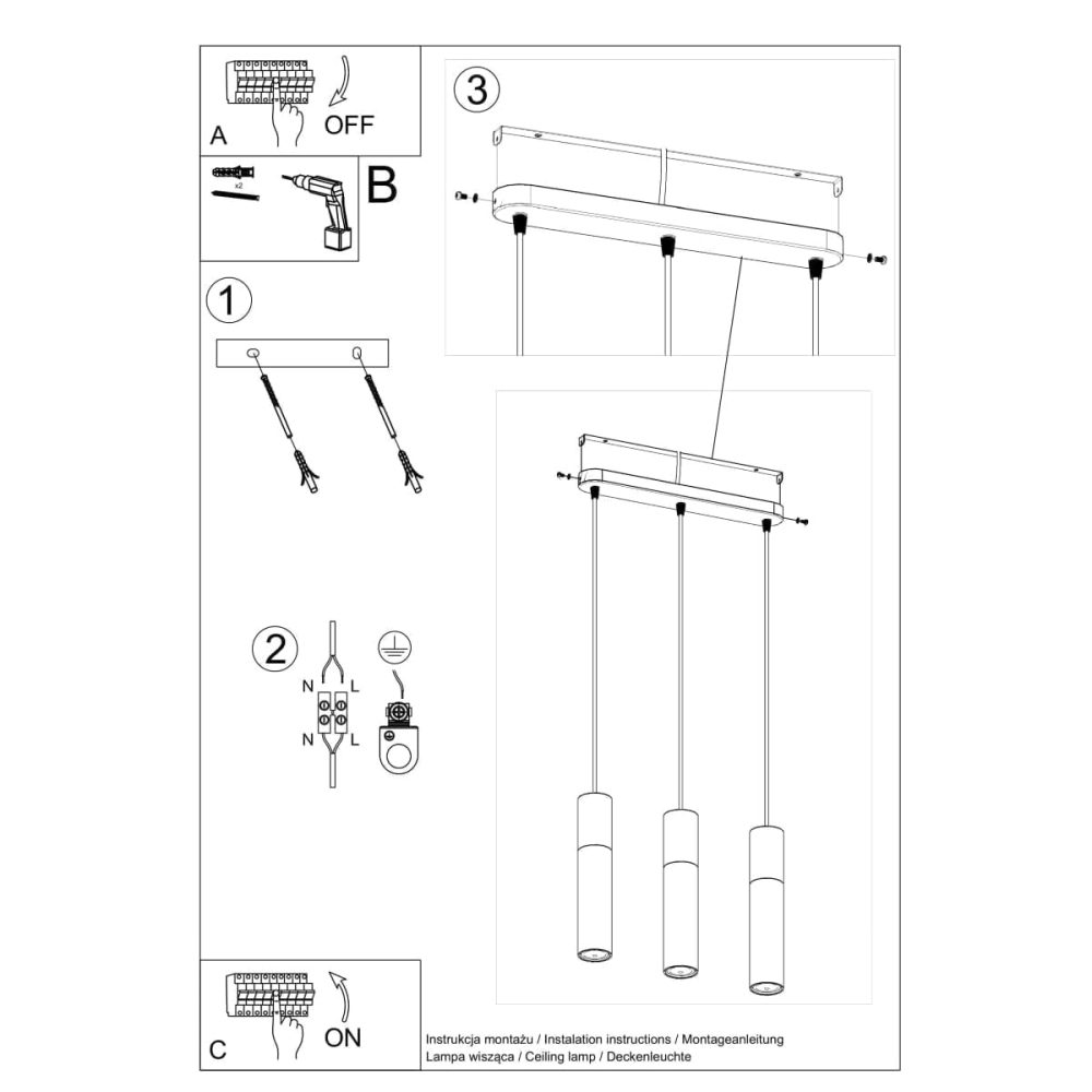 Lampa wisząca BORGIO 3L biały