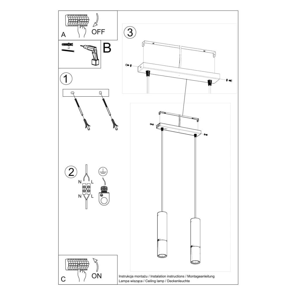 Lampa wisząca LOOPEZ 2 czarny/chrom