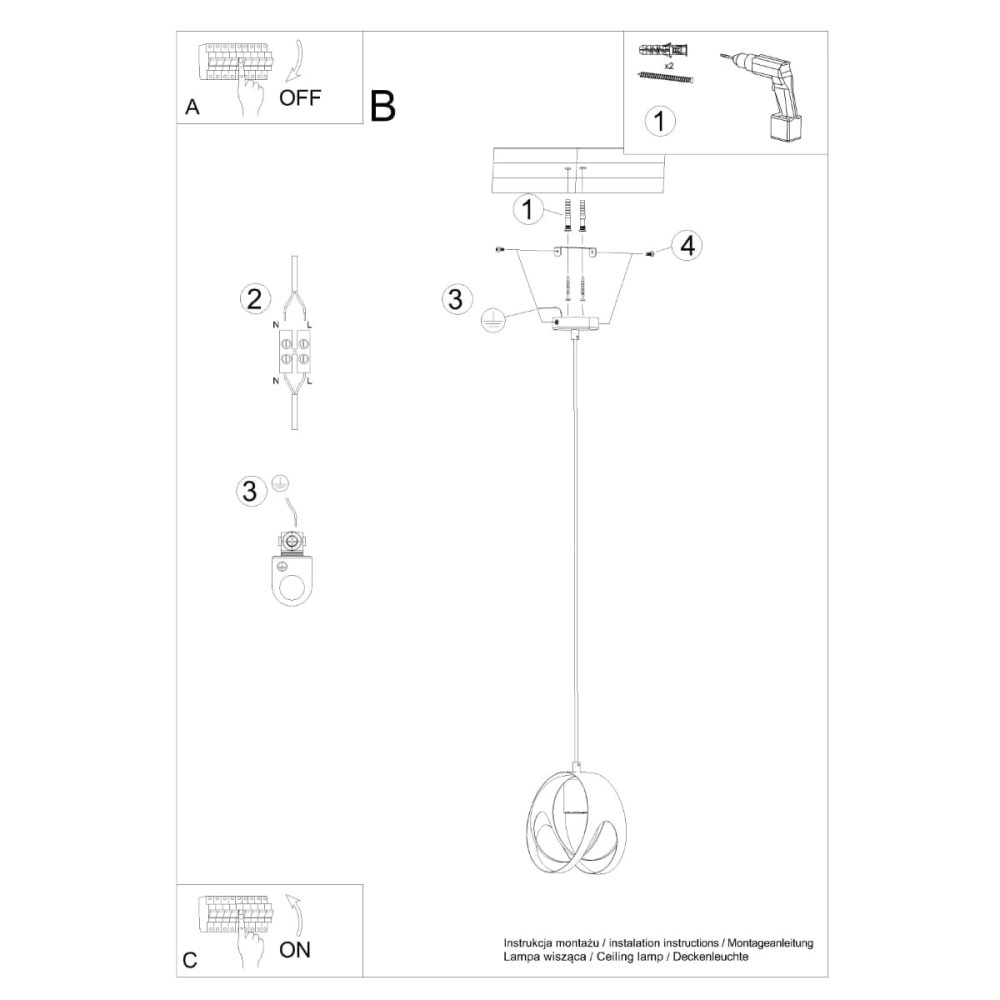 Lampa wisząca TULOS 1 czarna