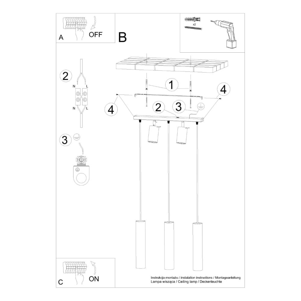 Lampa wisząca RING 3 biały