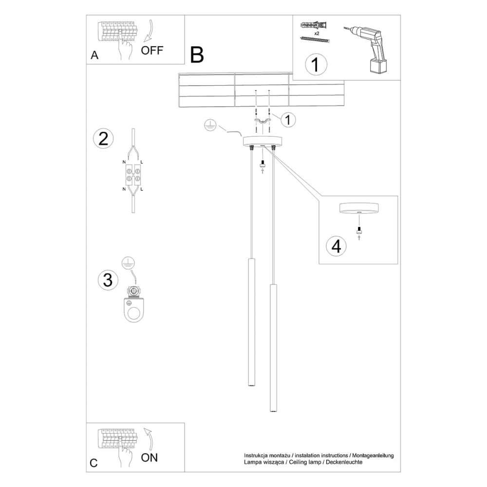 Lampa wisząca PASTELO 2 czarna