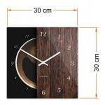 Kwadratowy szklany zegar ścienny CoffeeDesk Black 30 cm