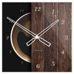 Kwadratowy szklany zegar ścienny CoffeeDesk Black 40 cm