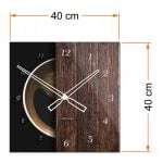 Kwadratowy szklany zegar ścienny CoffeeDesk Black 40 cm