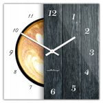 Kwadratowy szklany zegar ścienny CoffeeDesk White 30 cm
