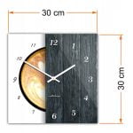 Kwadratowy szklany zegar ścienny CoffeeDesk White 30 cm