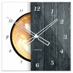 Kwadratowy szklany zegar ścienny CoffeeDesk White 40 cm