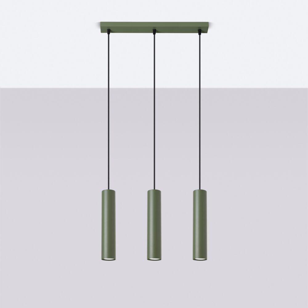 Lampa wisząca LAGOS 3L zielona oliwka