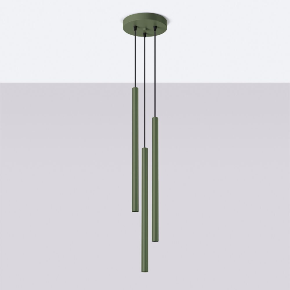 Lampa wisząca PASTELO 3P zielona oliwka