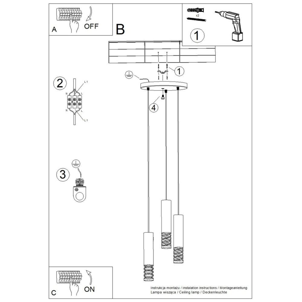 Lampa wisząca LAMI 3P biały