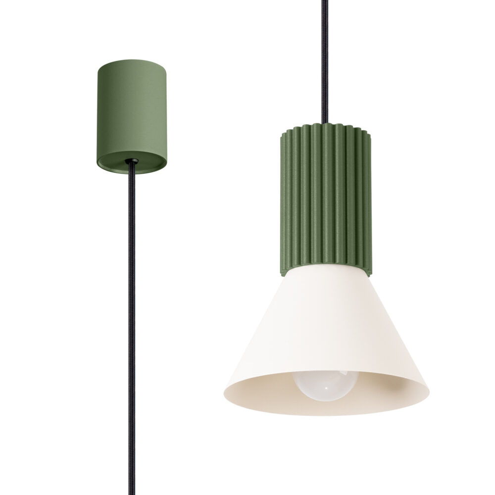Lampa wisząca ESTRIA 1 beżowa/zielona oliwka