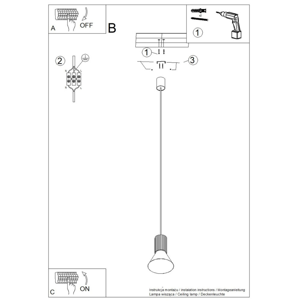 Lampa wisząca ESTRIA 1 beżowa/zielona oliwka