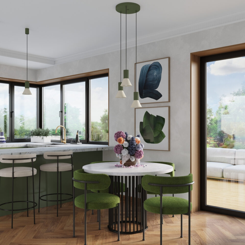 Lampa wisząca ESTRIA 1 beżowa/zielona oliwka