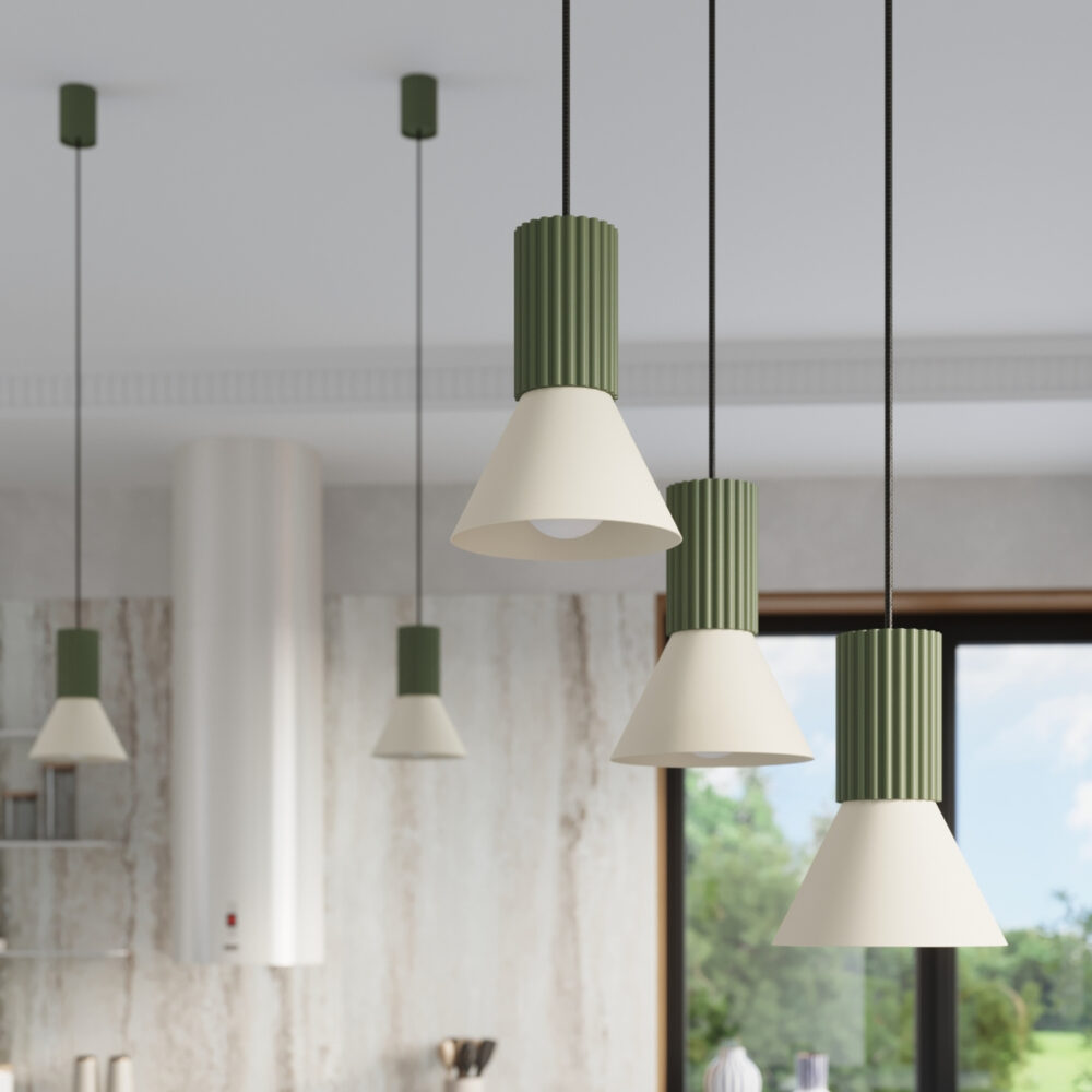 Lampa wisząca ESTRIA 1 beżowa/zielona oliwka