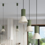 Lampa wisząca ESTRIA 1 beżowa/zielona oliwka