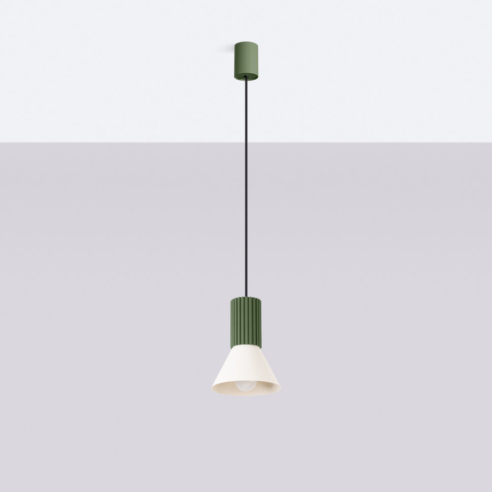 Lampa wisząca ESTRIA 1 beżowa/zielona oliwka