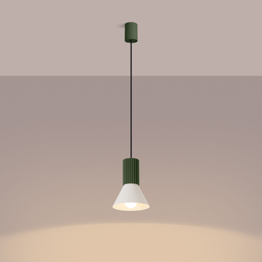 Lampa wisząca ESTRIA 1 beżowa/zielona oliwka
