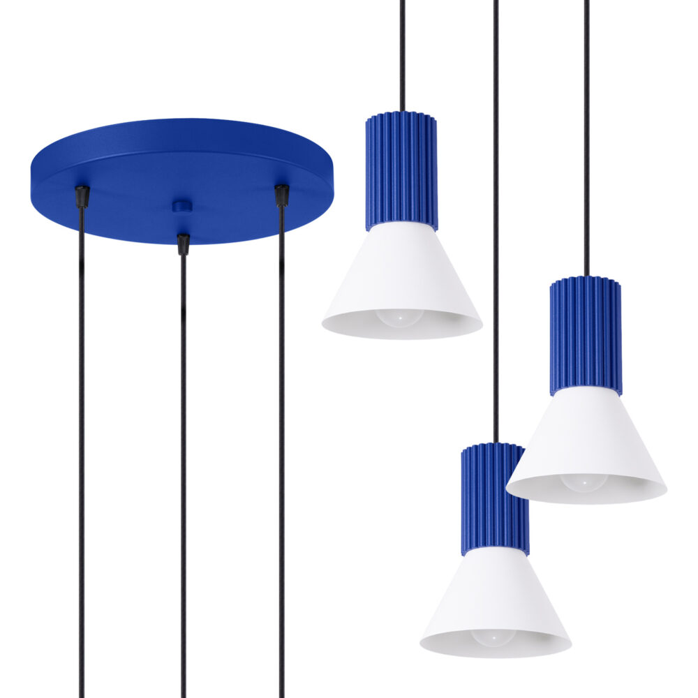 Lampa wisząca ESTRIA 3P biała/ultramaryna