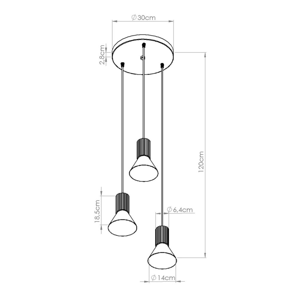 Lampa wisząca ESTRIA 3P biała/ultramaryna